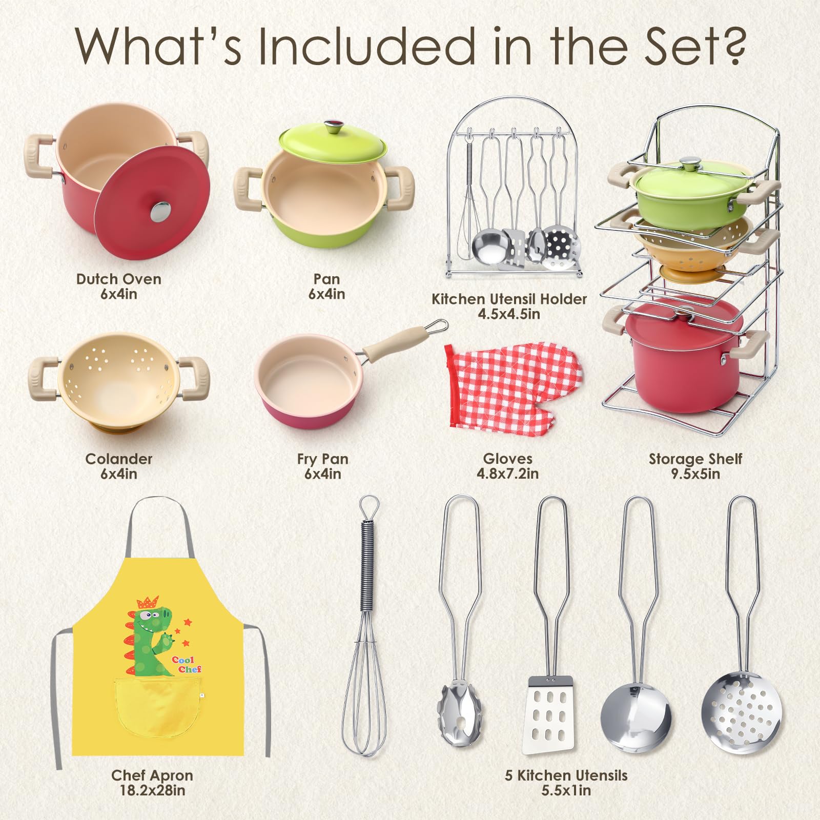 Golray kitchen utensils with slotted turner and ladle for pretend prep
