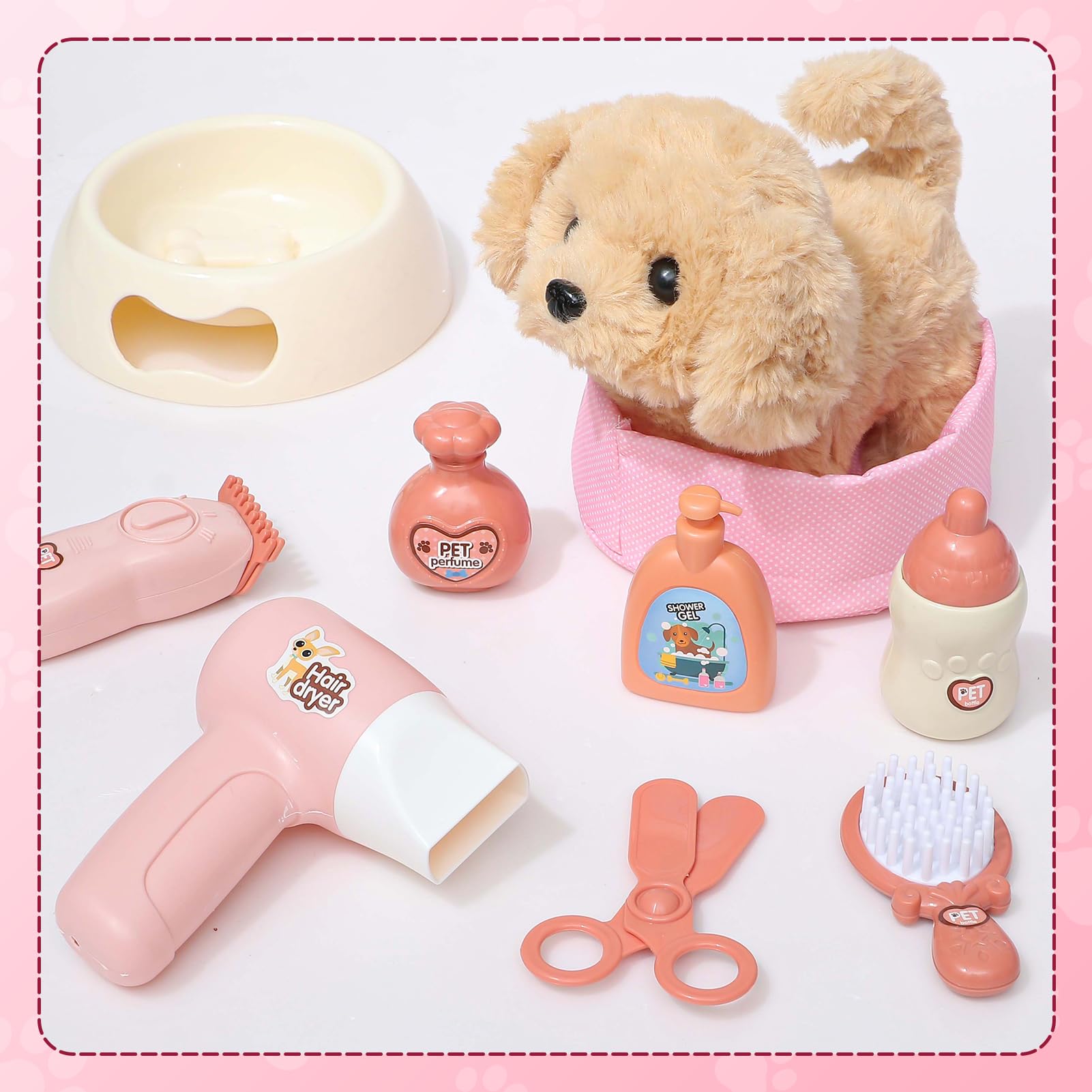 Golray plush puppy with head-pat bark feature engages responsive play.