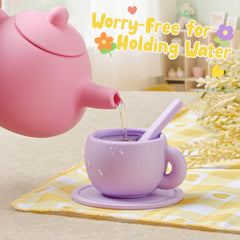 Golray silicone spoons accompanying tea cups for playful snack routines.