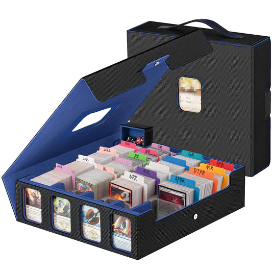 Gomyrod 3200-card storage box top view showing high capacity for unsleeved cards