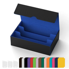 Gomyrod card deck box displays capacity for 1800 sleeved cards for easy storage.