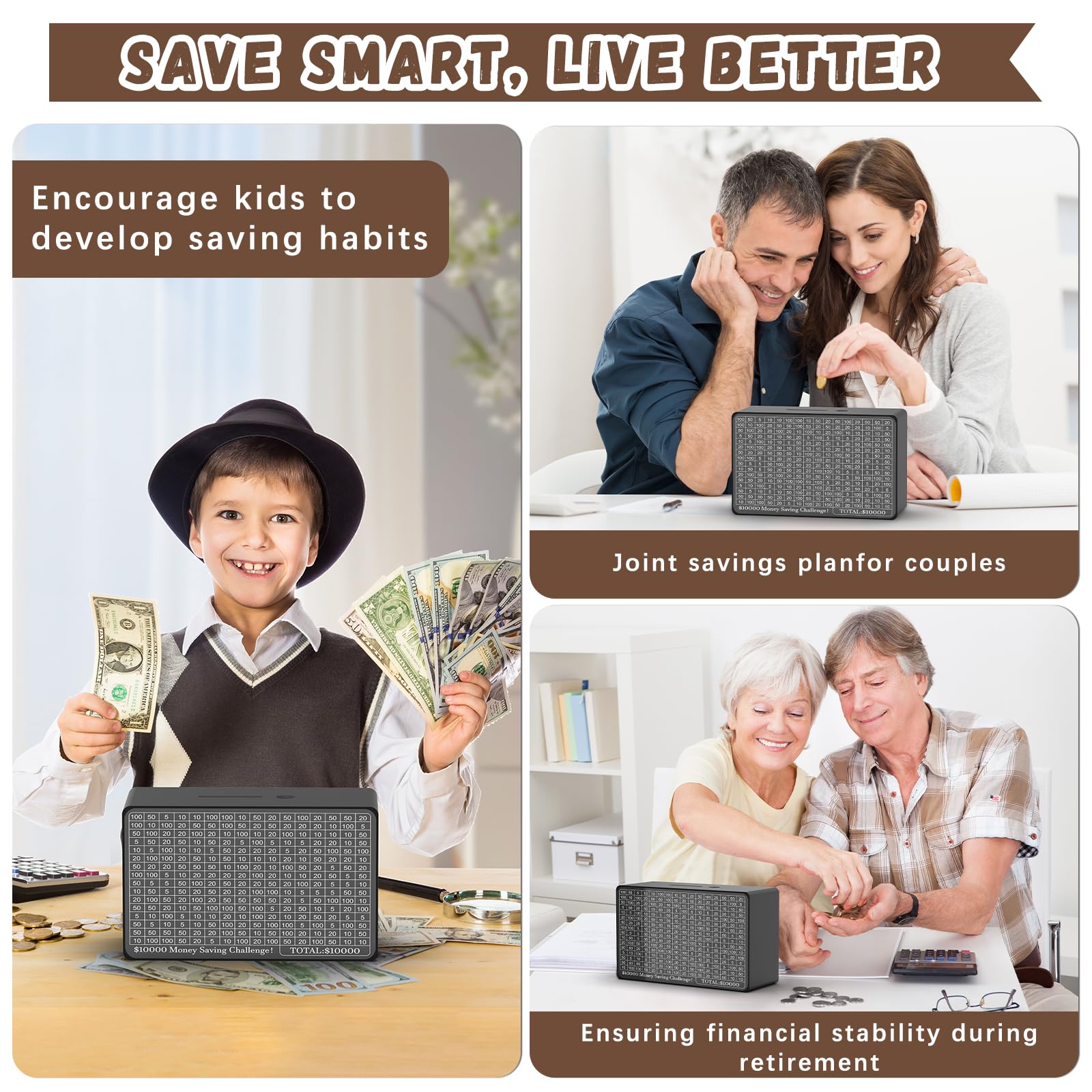 Gomyrod durable wooden savings box provides safety and long-lasting use.