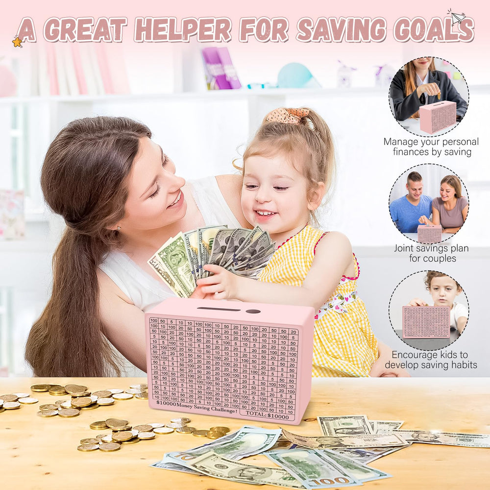 Gomyrod money box counter shows progress toward savings goals.