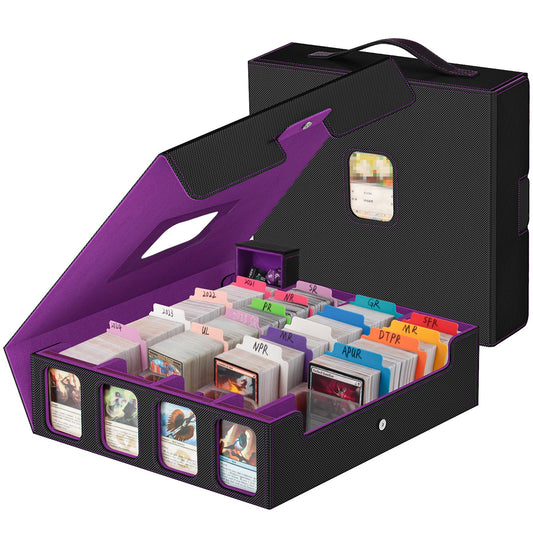 Gomyrod trading card storage box shows 3200+ unsleeved capacity for MTG cards.