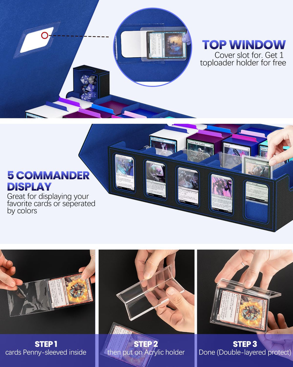 Gomyrod five-row organization highlights swift card retrieval and sorting.