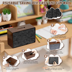 Gomyrod wooden money-saving box sticker print for savings milestones.