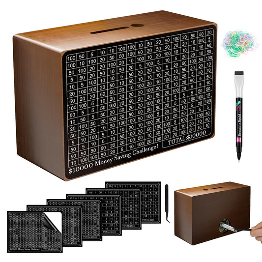 Gomyrod wooden money-saving box top slots for quick coin and note deposits.