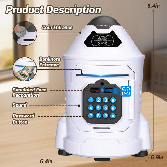 GONINO piggy bank with face ID button simulates secure saving.