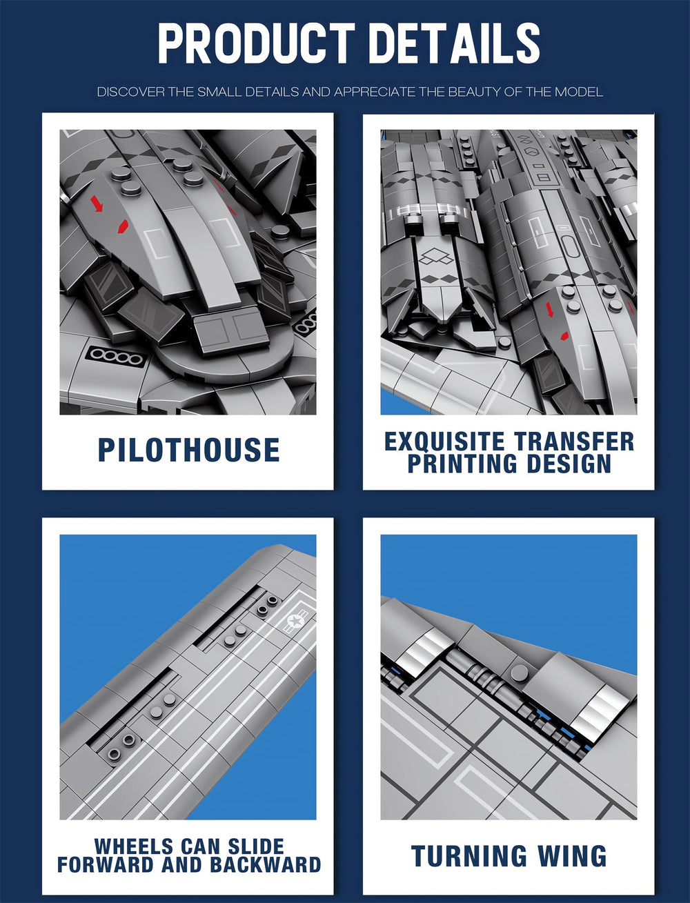 Gonli packaging box for the B-2 Stealth Bomber set, ideal gift.