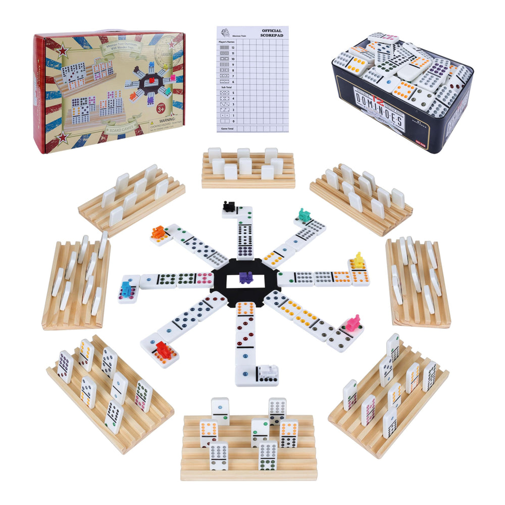 Gonoelec Double 12 dominoes tiles with bright color dots for easy matching