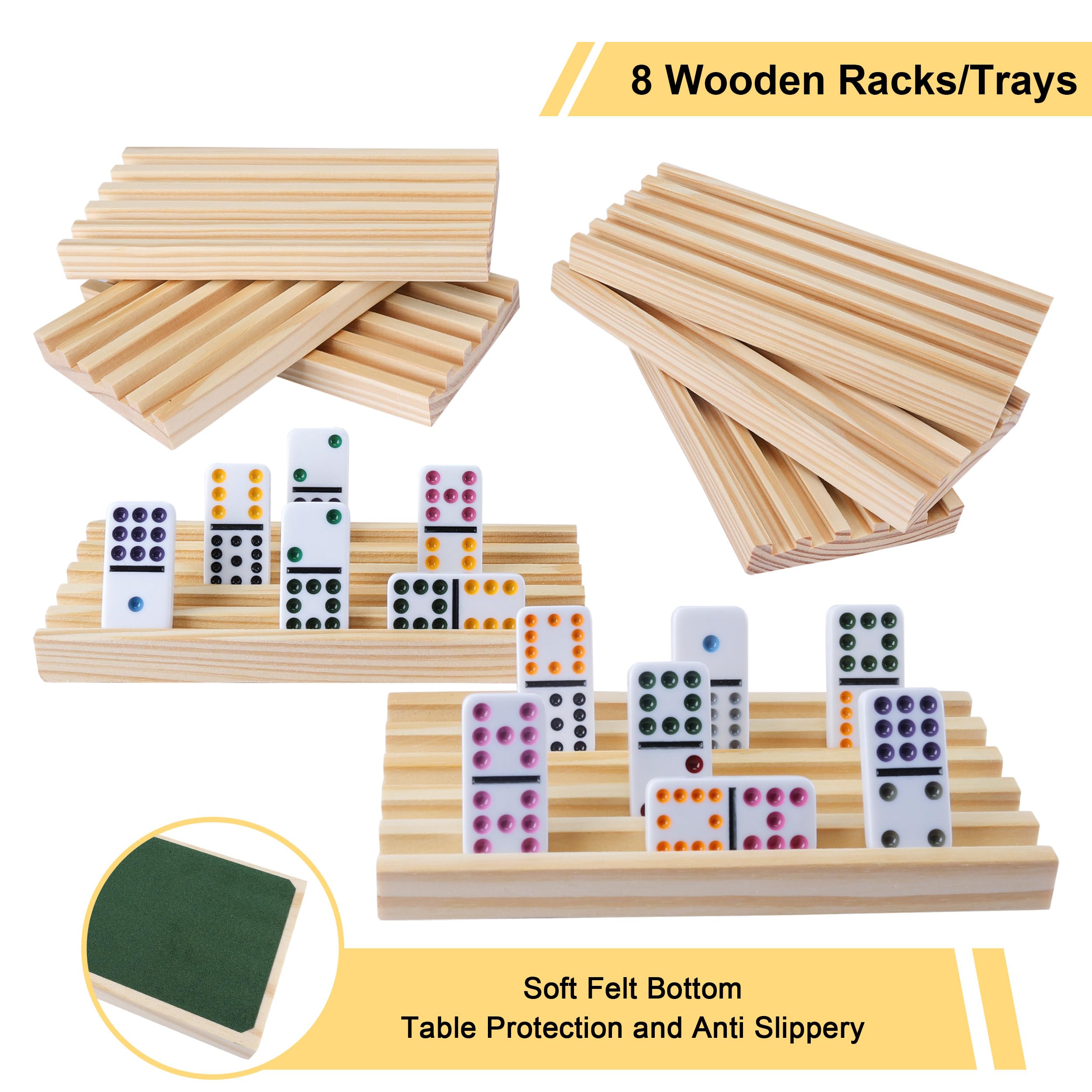 Wooden racks with soft felt bottoms from Gonoelec keep tiles organized