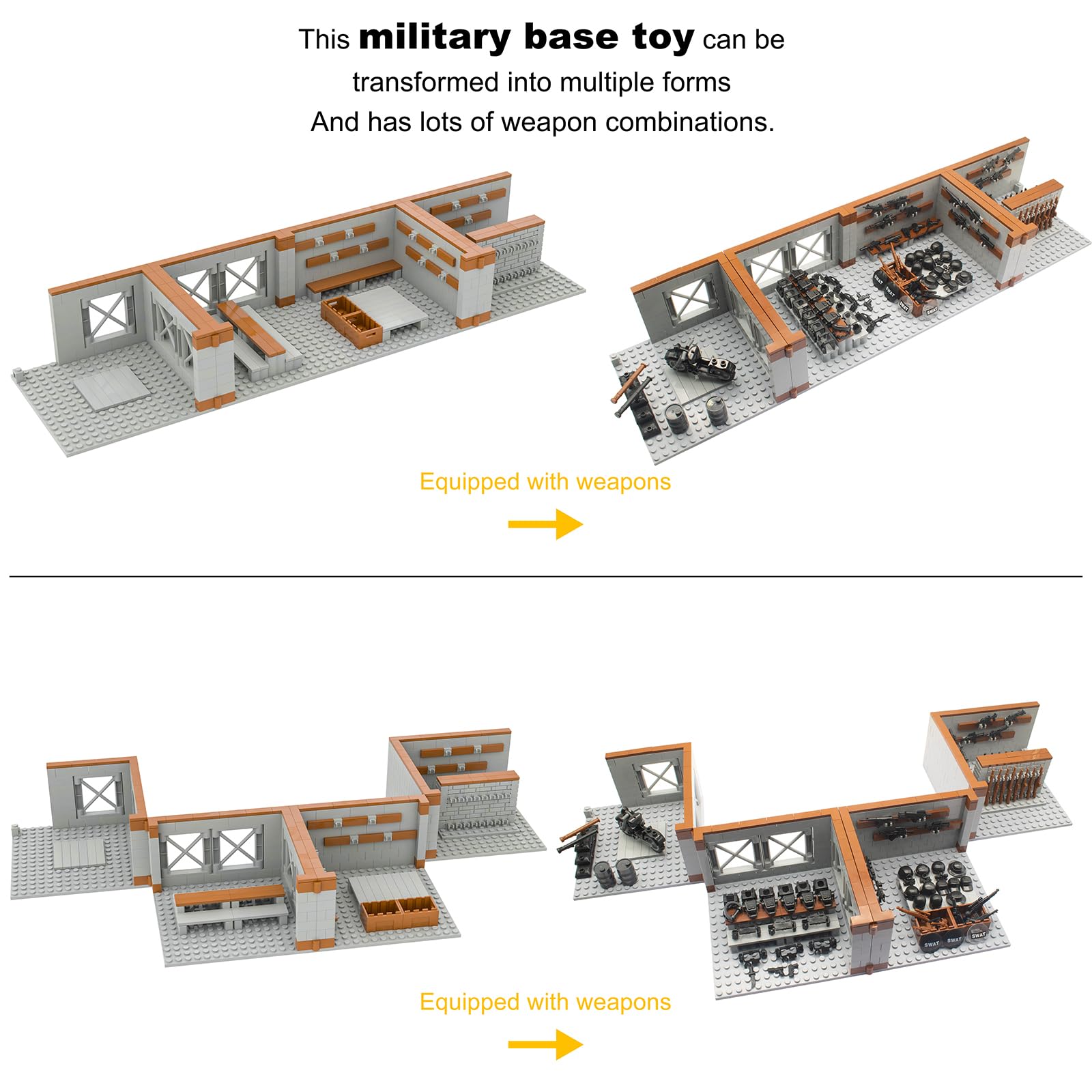 Gonsausola military base weapons-pack highlights assorted toy weapons for adventures