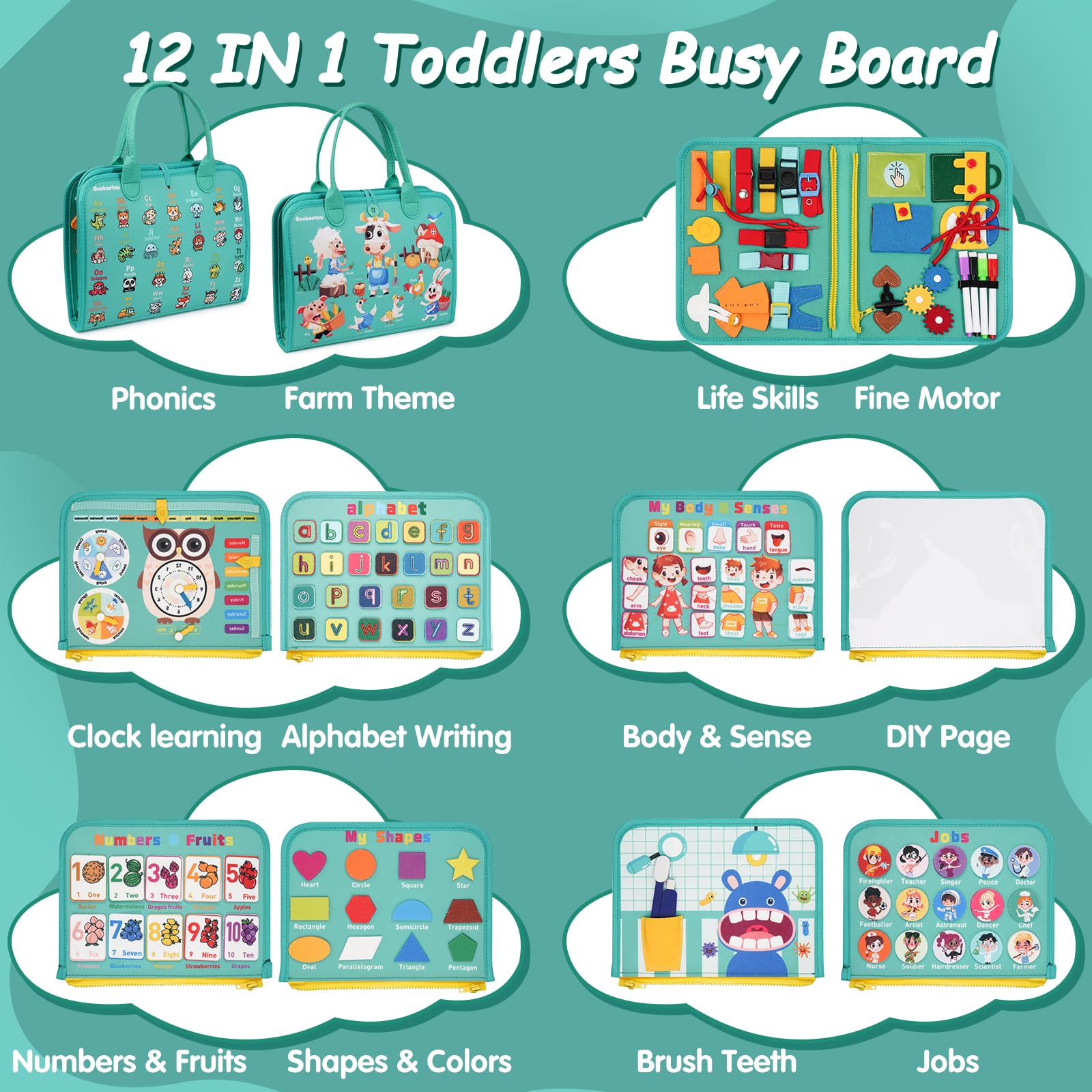 Goobaetoy Busy Board travel-friendly design keeps kids engaged on the go