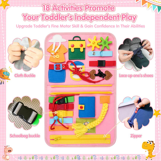 Goobaetoy Busy Board zipper panel for on-the-go skill build