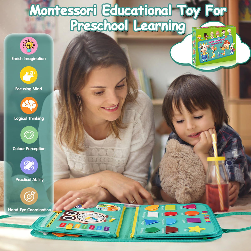 Goobaetoy Montessori Busy Board offers quiet, engaging at-home learning sessions