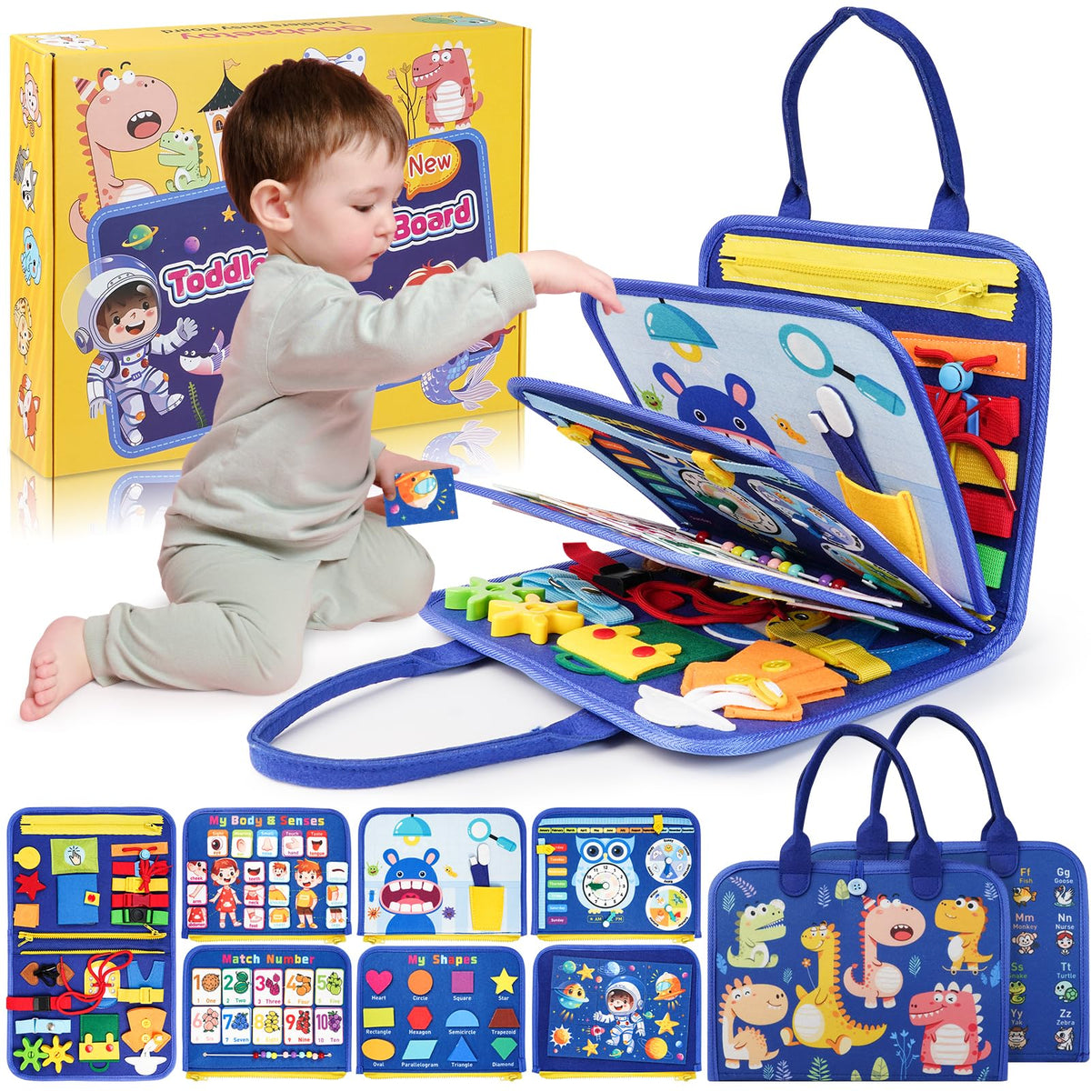Goobaetoy Montessori Busy Board zipper focus aids independent play and fine motor strength