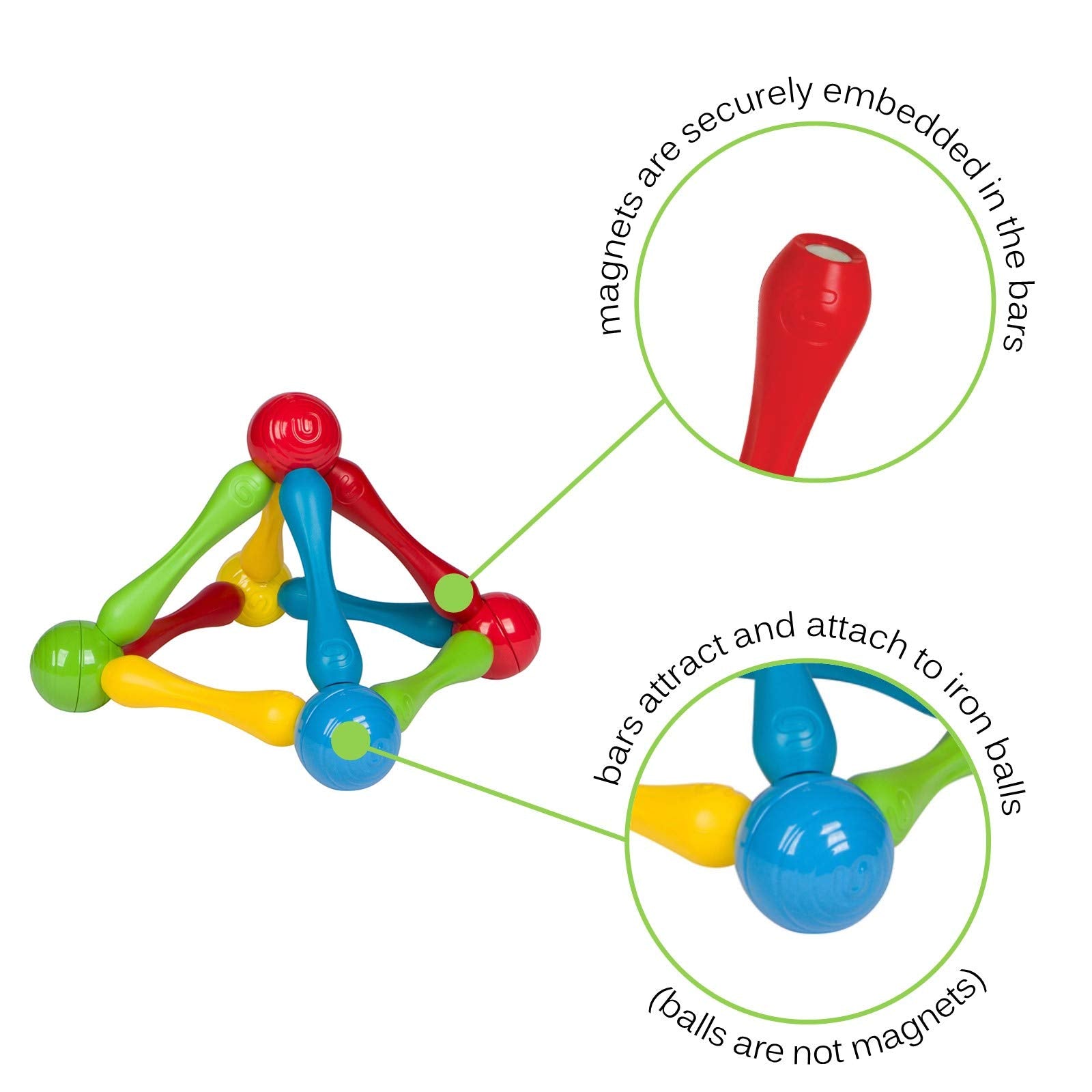 Goobi lightweight steel balls provide smooth connections for tiny hands.