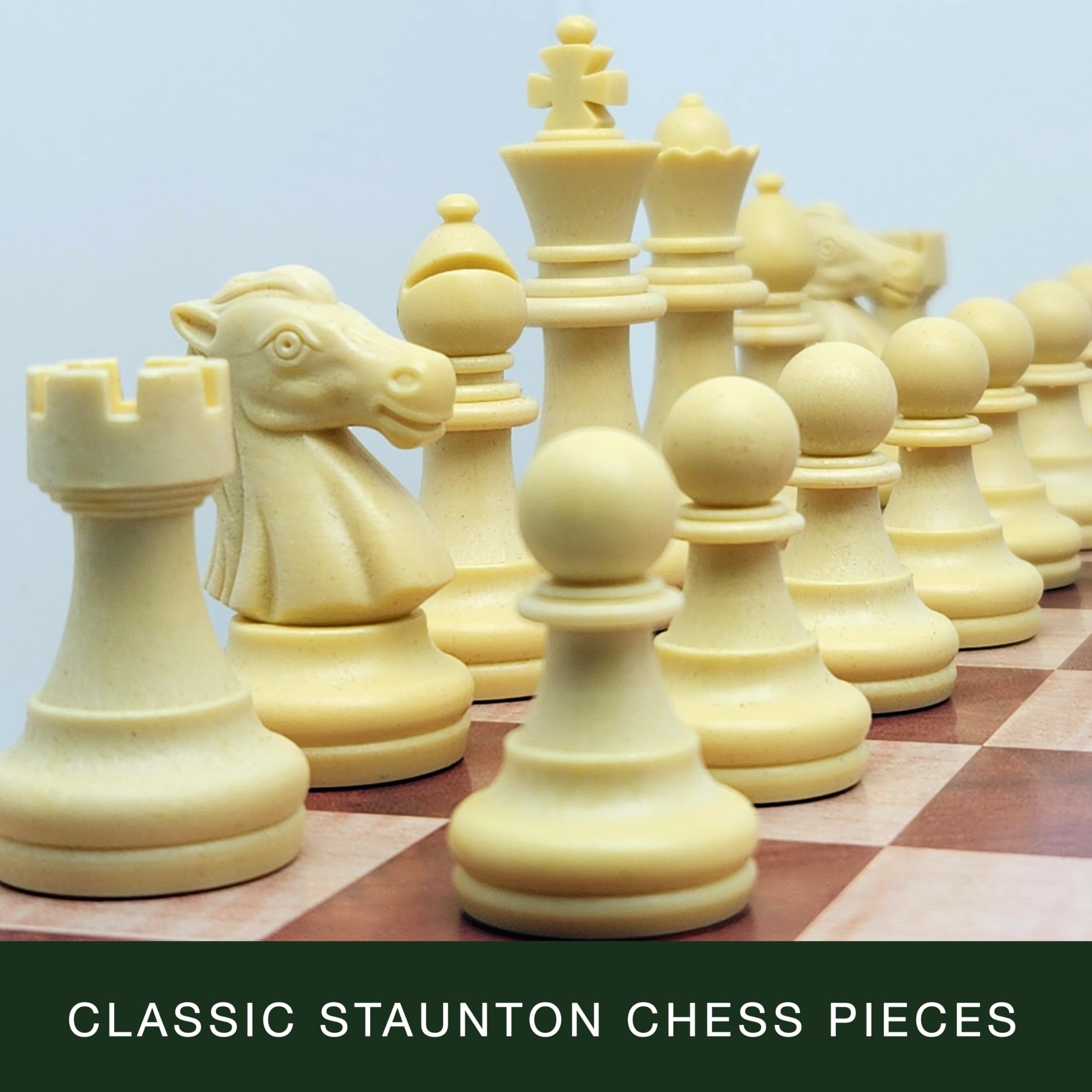 GOOD KIND chess pieces with rosewood-like finish for a durable, elegant look