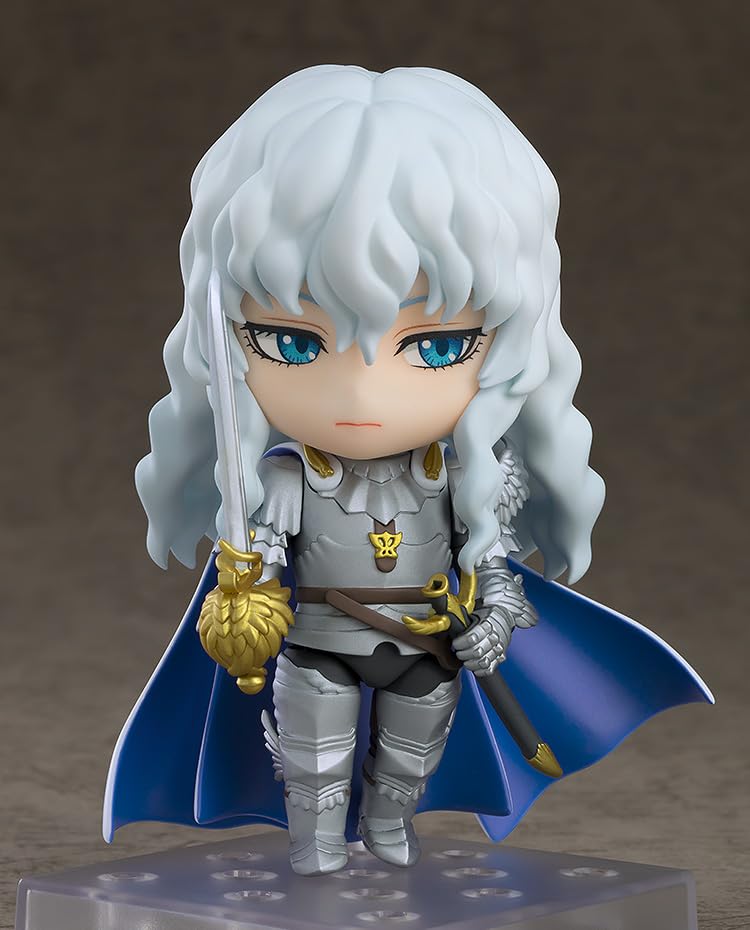 Good Smile Griffith Nendoroid sidelong face supports subtle cinematic looks.