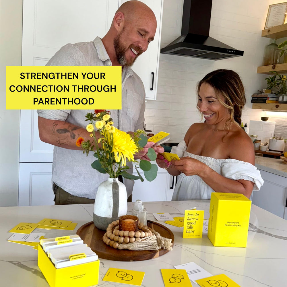 Good Talk Baby bonding activities card offers fun ways to show appreciation.