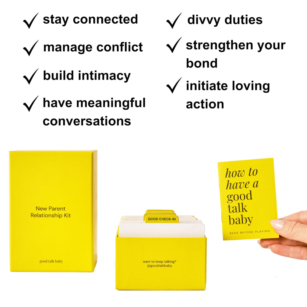 Good Talk Baby deep dive questions card fosters intimate discussions about parenthood.
