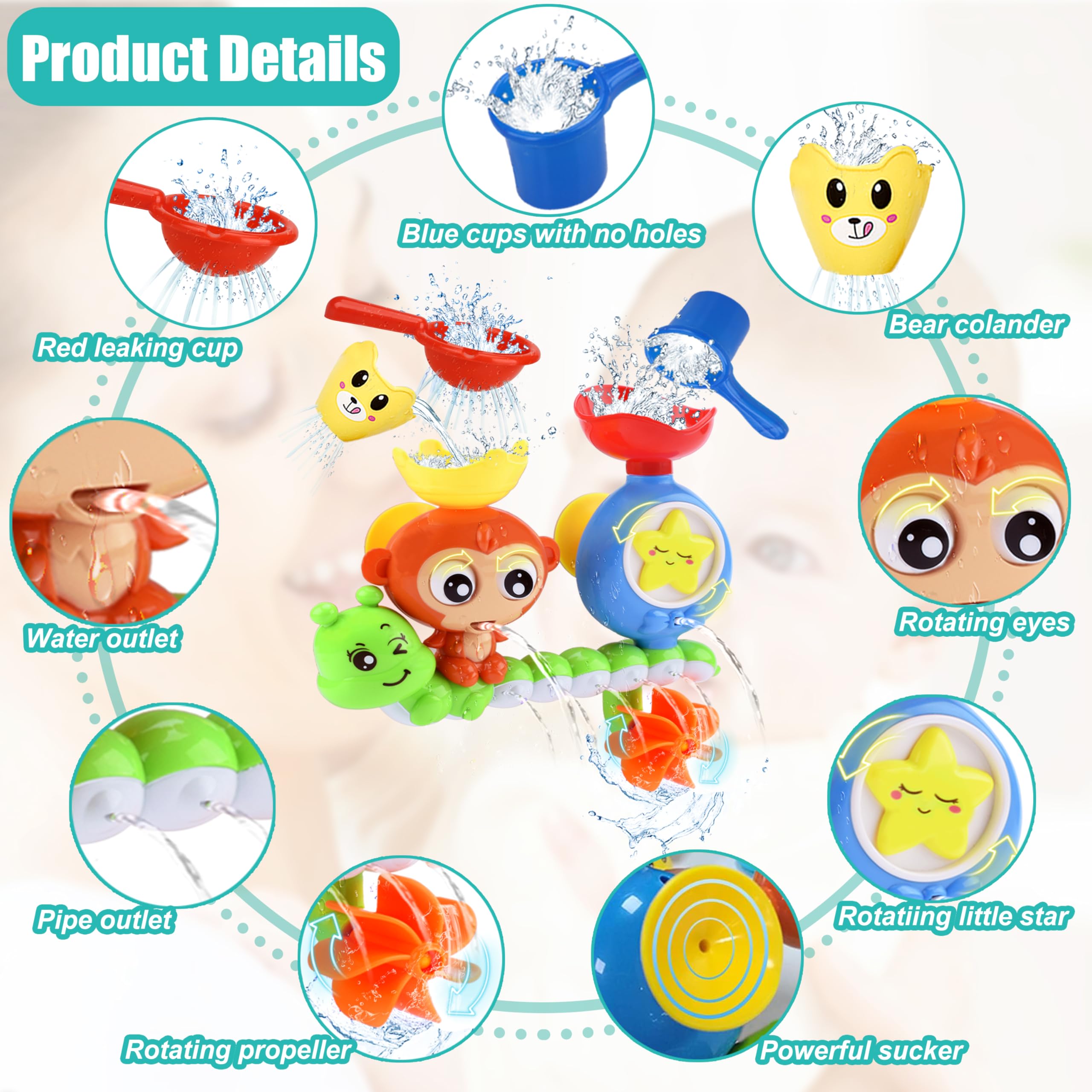 GOODLOGO bath toy cups for filling and pouring adventures