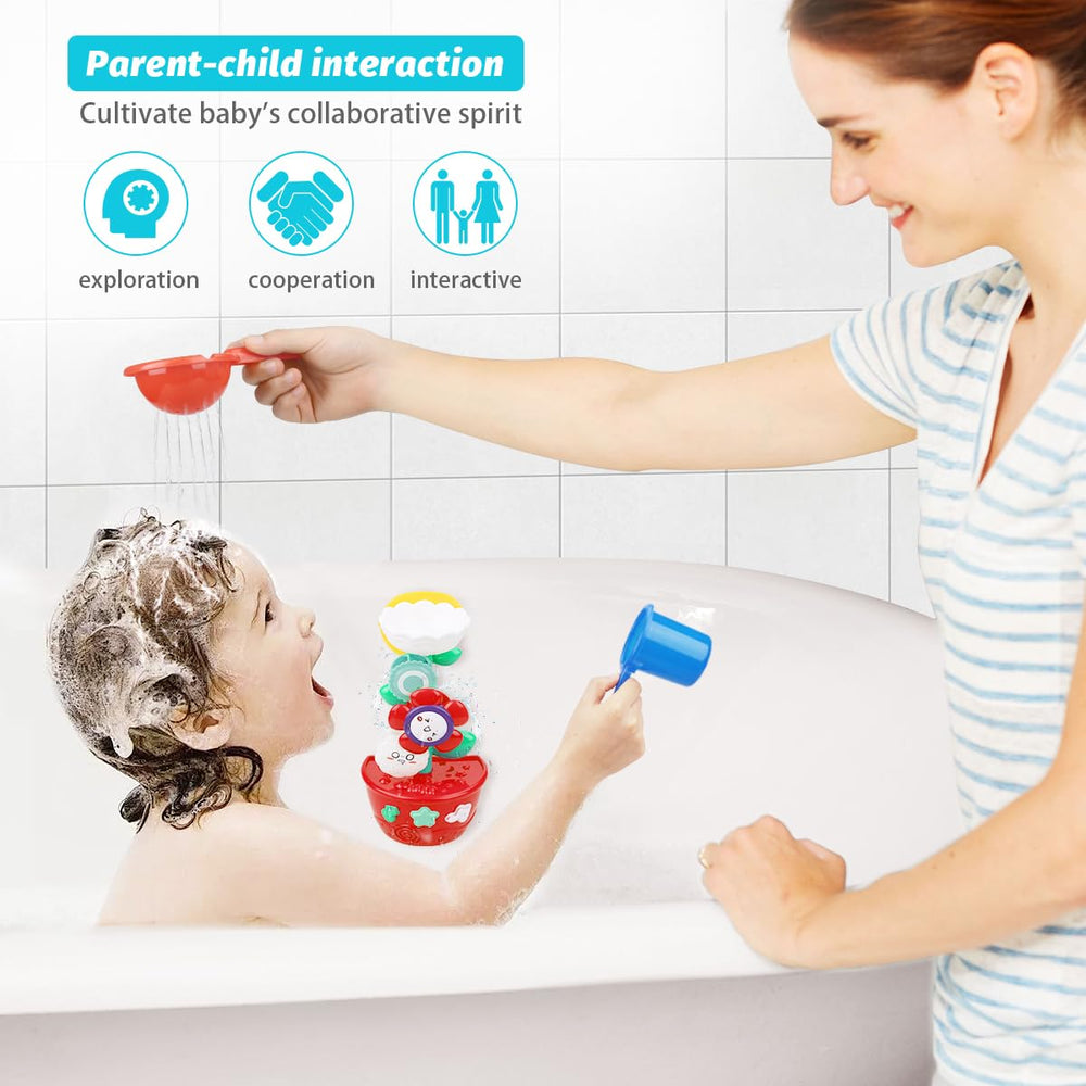 GOODLOGO bath toy cups and sprinkler in action for water play