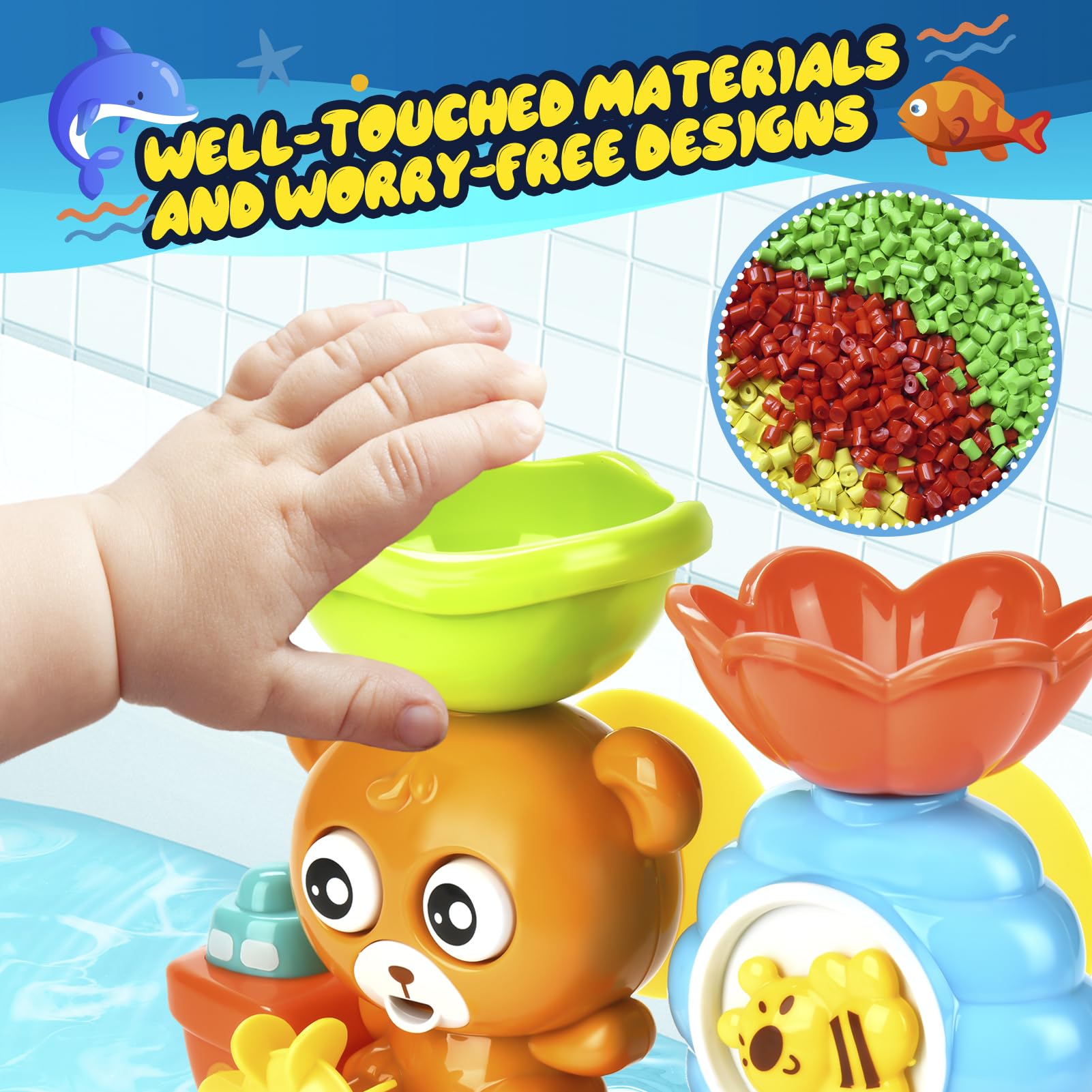 GOODLOGO fishing-net bath toy enhances catch-and-release play