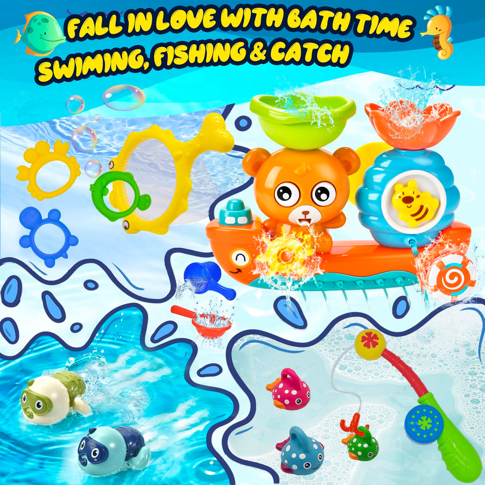 GOODLOGO fishing-pole bath toy invites pretend fishing play