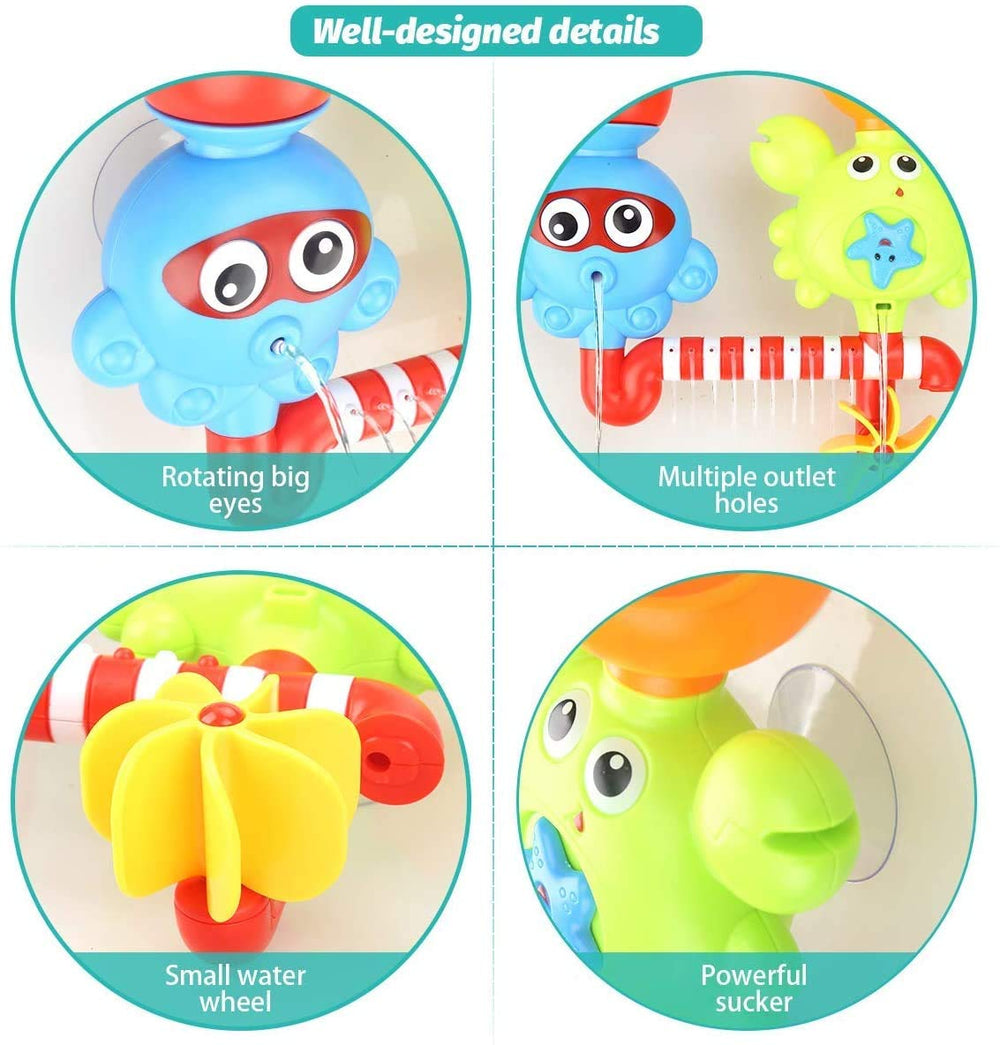 GOODLOGO bath toy suction cups attach to tub walls for easy placement.
