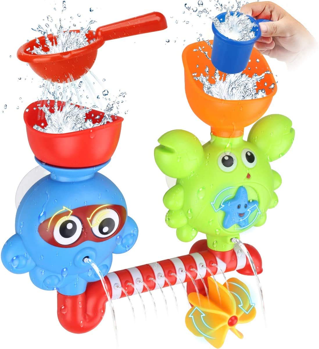 GOODLOGO bath toy waterfall station for engaging bath time and improved hand-eye coordination.