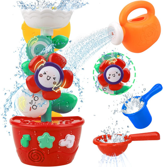 GOODLOGO girl bath toys with colorful flowers for tub play and color learning