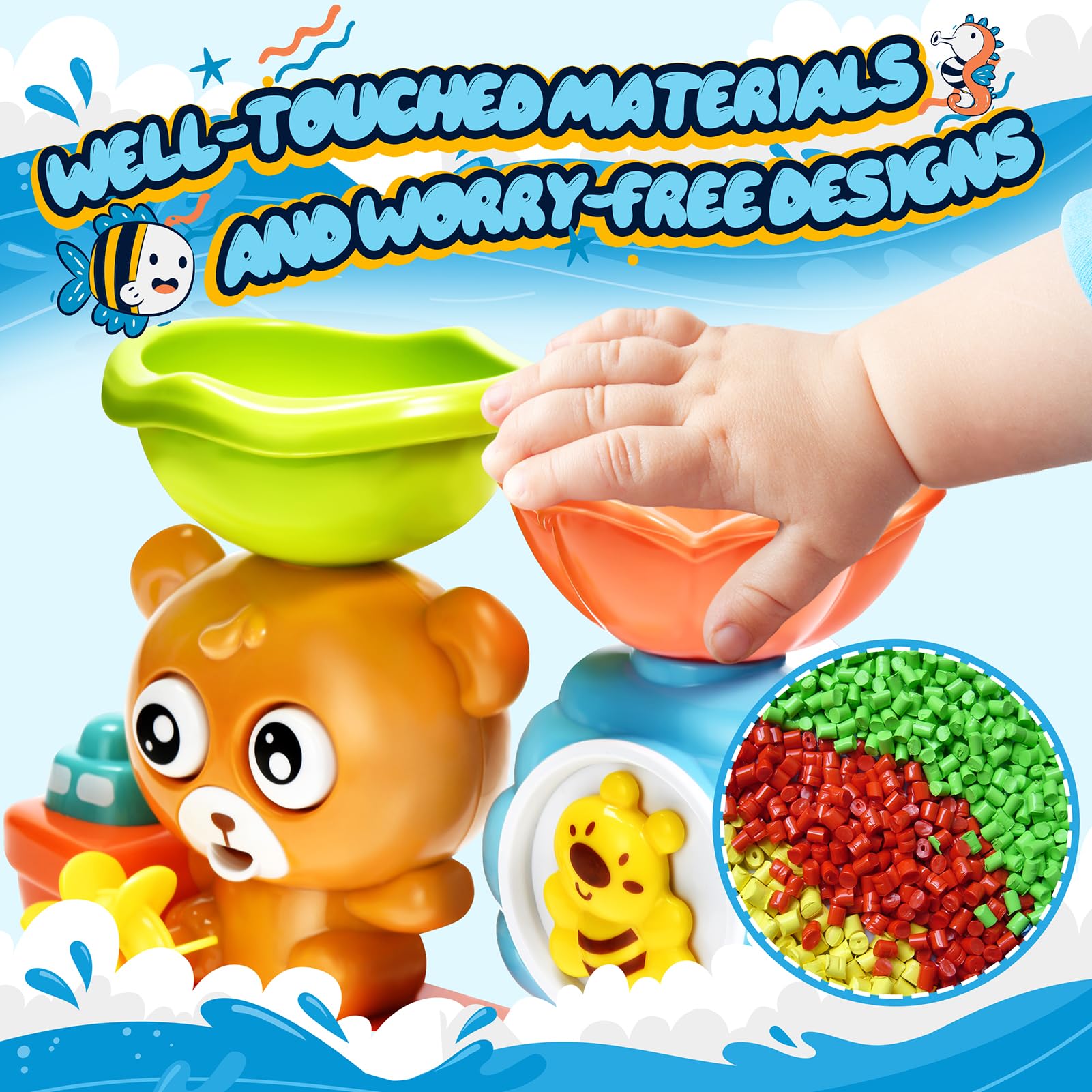 GOODLOGO suction cups ensure secure attachment to tub walls.