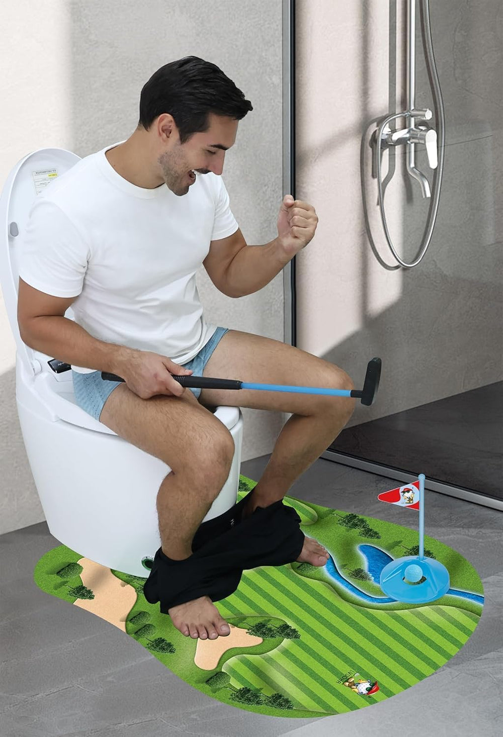GOODLYSPORTS Glow in the Dark Toilet Golf kit for night-time play and laughs.