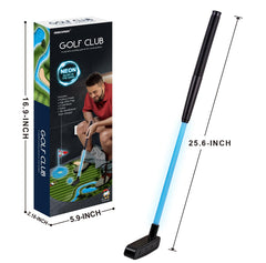 GOODLYSPORTS Fun night activity showing glow-in-the-dark golf on the toilet.