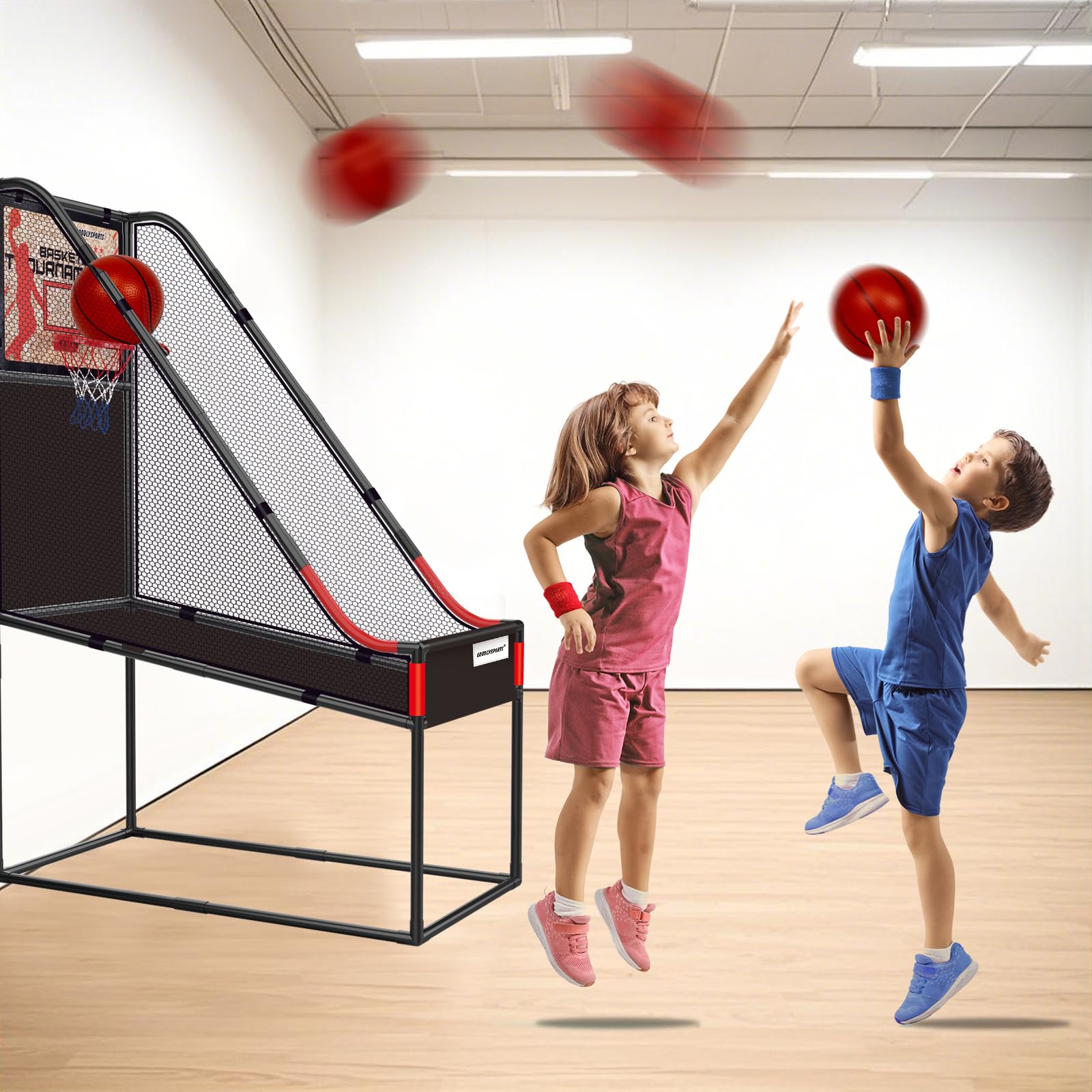 GOODLYSPORTS basketball arcade game with gift-ready packaging