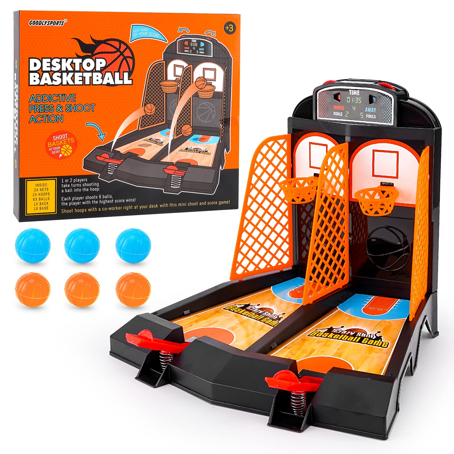 GOODLYSPORTS desk setup showcases a compact desktop game for office or home use.