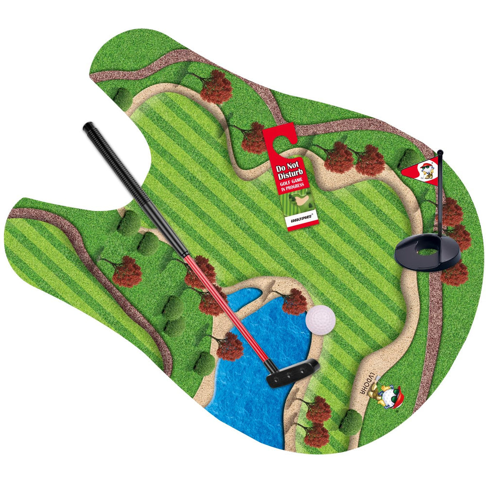 GOODLYSPORTS Hole-one target with flag for quick, humorous rounds at home.