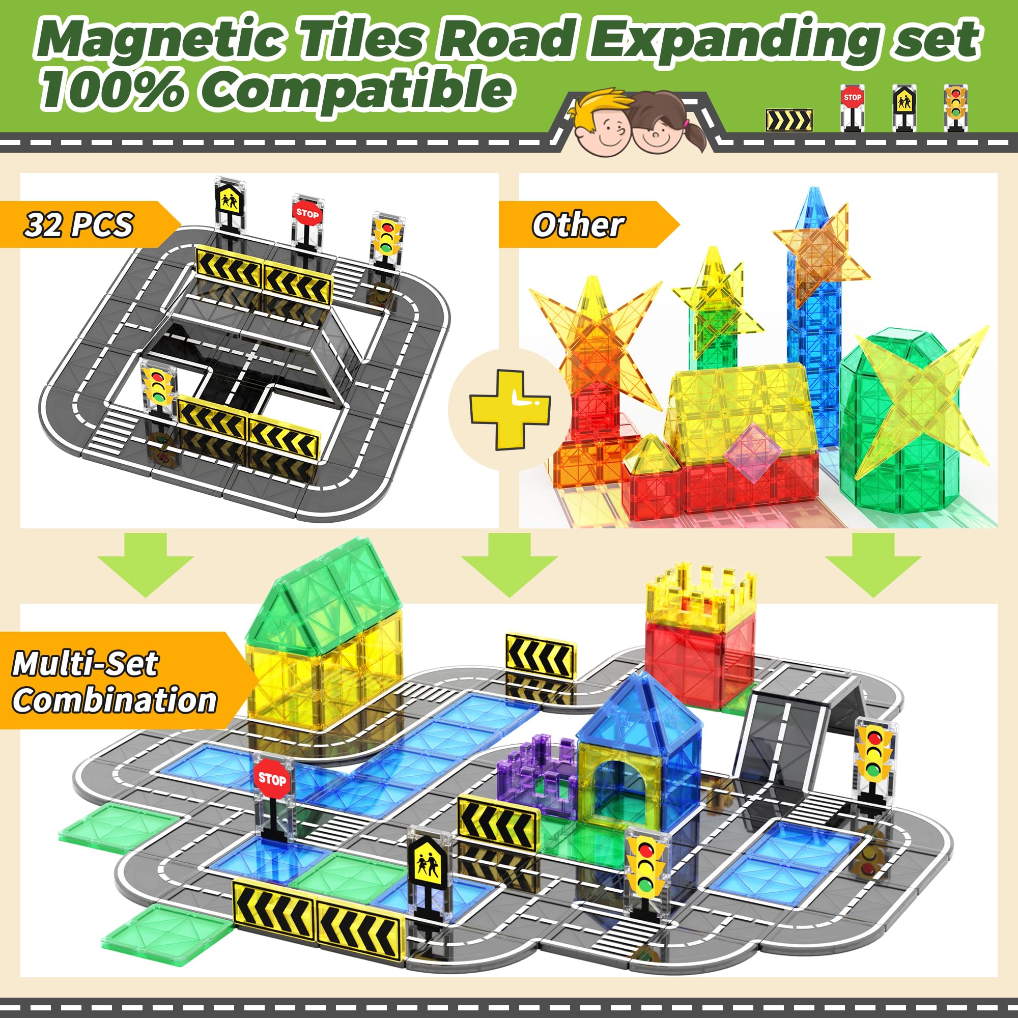 Goodtiles curved road tiles enable smooth, varied racing track designs.