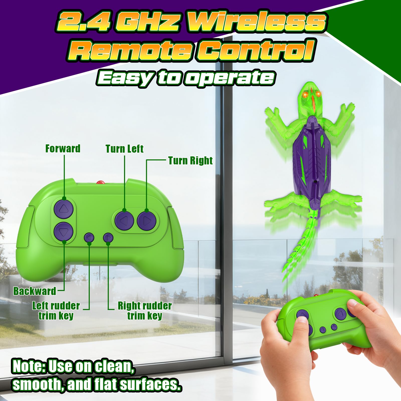 Goody King dual-surface crawler climbs walls and floors for dynamic play.