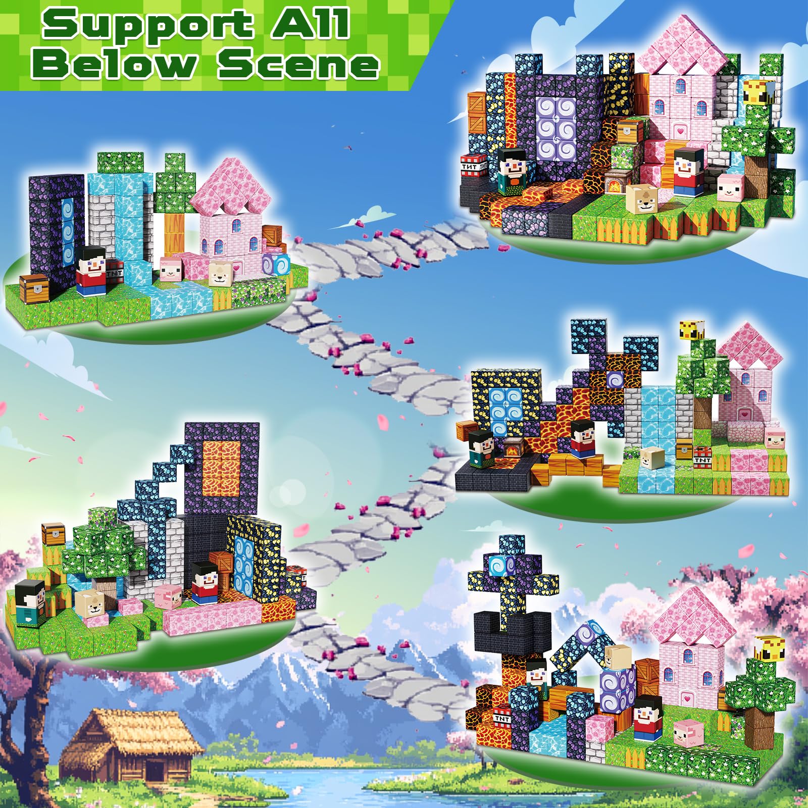 Goody King forest volcanic adventure scene highlights sturdy magnet connections for tall creations