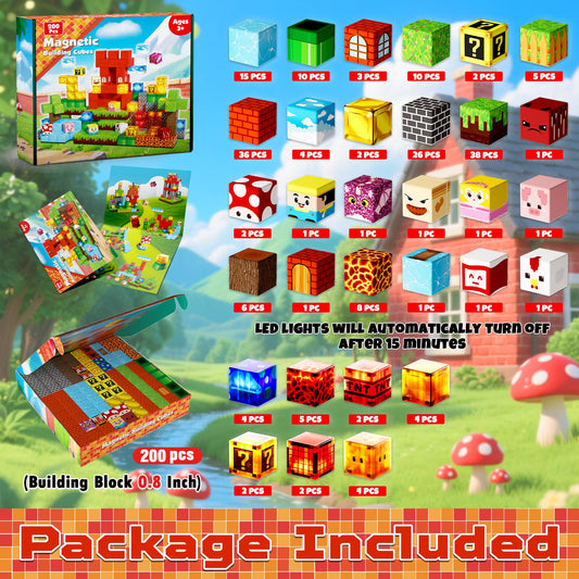 Goody King glow-in-the-dark blocks lighting up dusk or night play