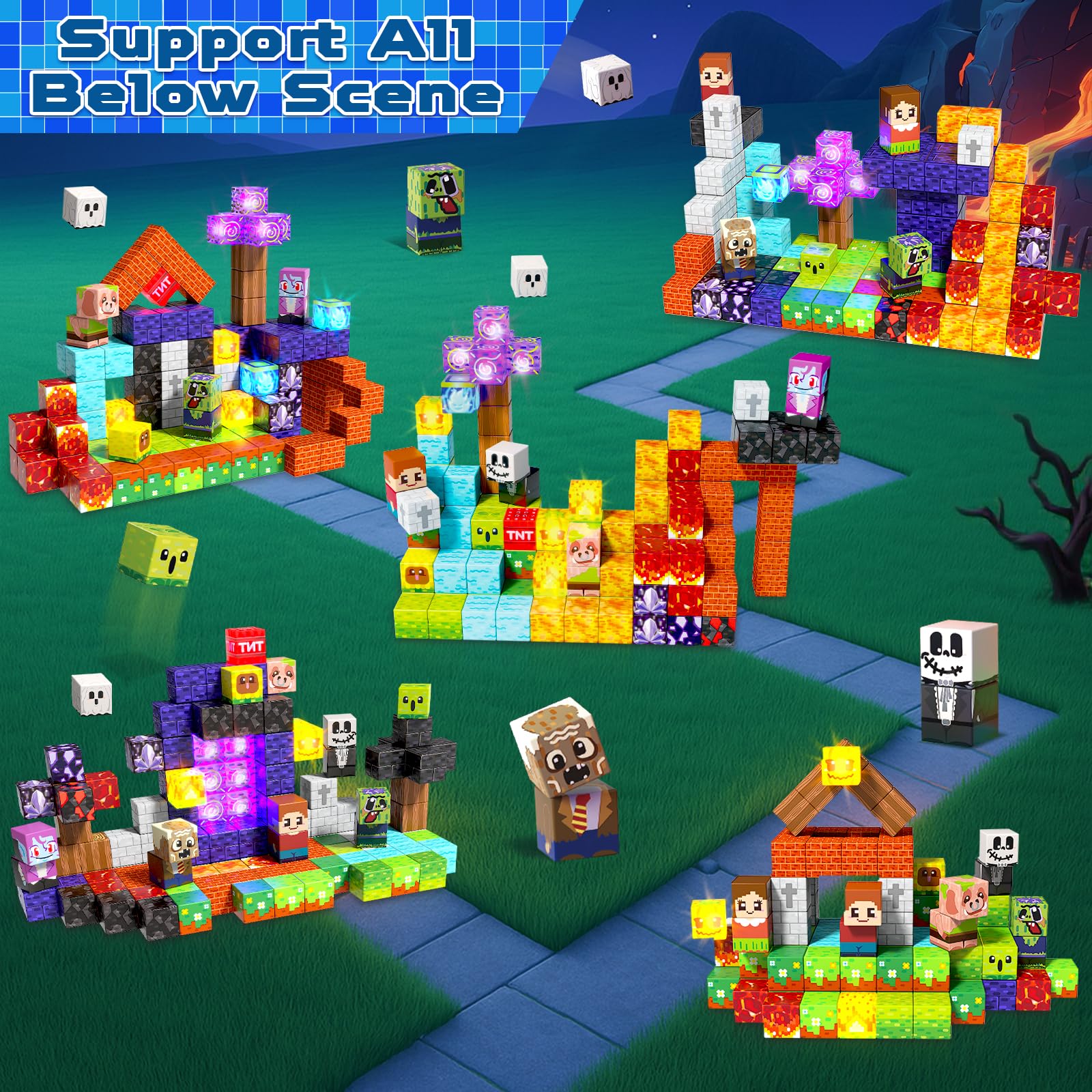 Goody King Montessori magnetic cubes enable open-ended construction and cooperative play.