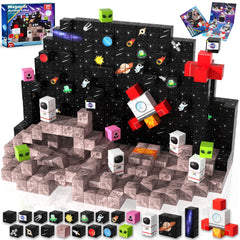 Goody King space rocket blocks arranged in top view for a space-themed STEM activity