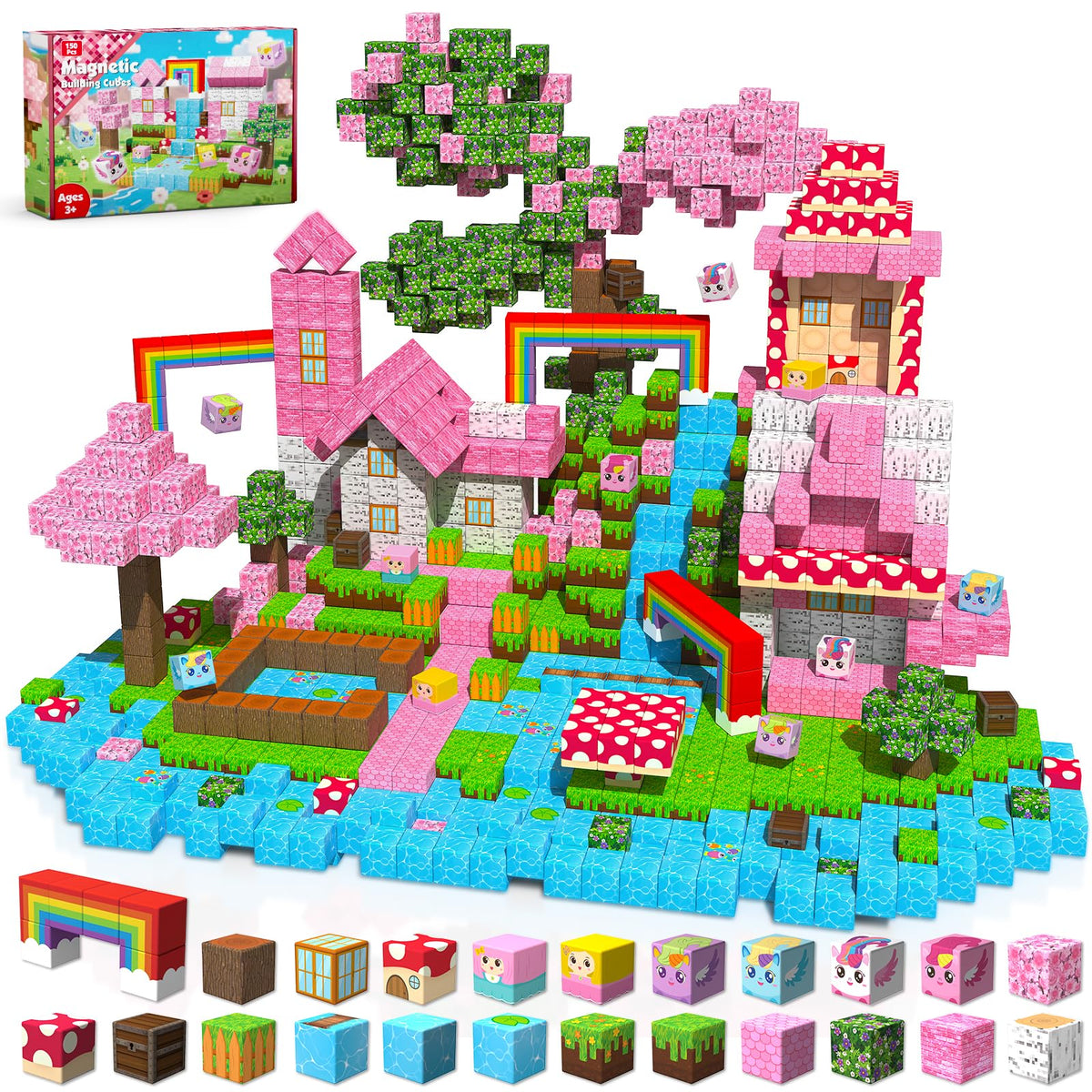 Goody King unicorn blocks forming a castle, promoting imaginative play.