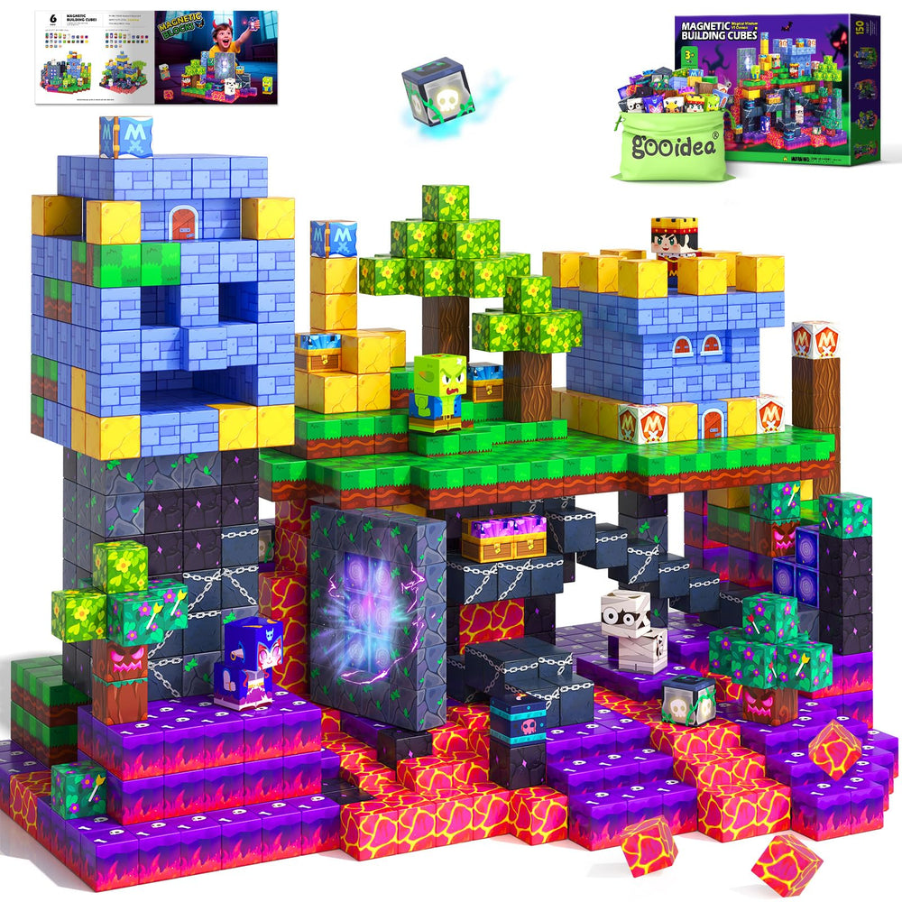 Gooidea 150 magnetic blocks displayed for imaginative play and STEM exploration