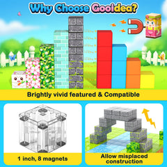 Gooidea 1-inch magnets fit small hands for easy stacking.