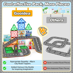 Gooidea 92PCS magnetic tiles bank encourages scenes and color matching.