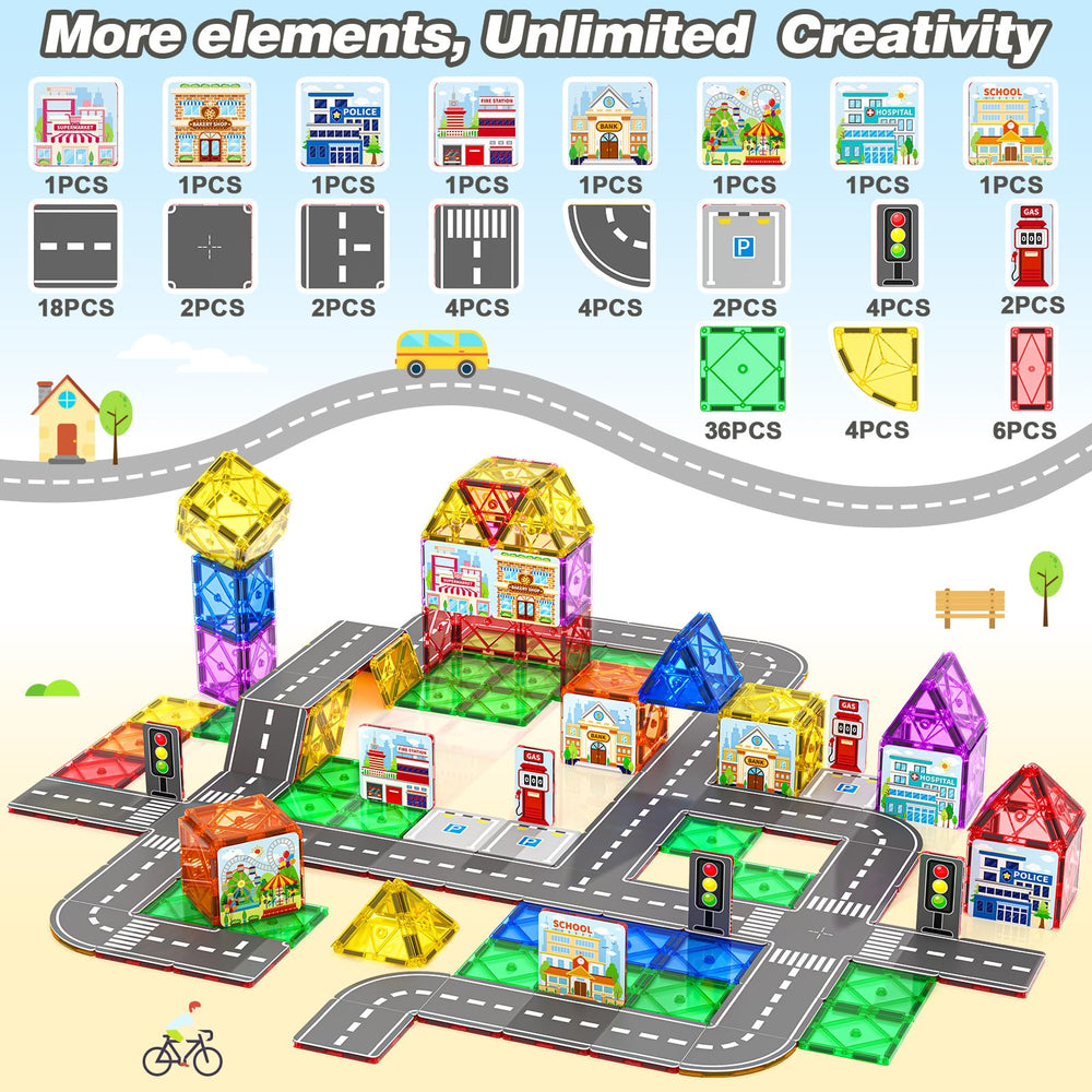 Gooidea 92PCS magnetic tiles fire-station sparks quick-thinking adventures.