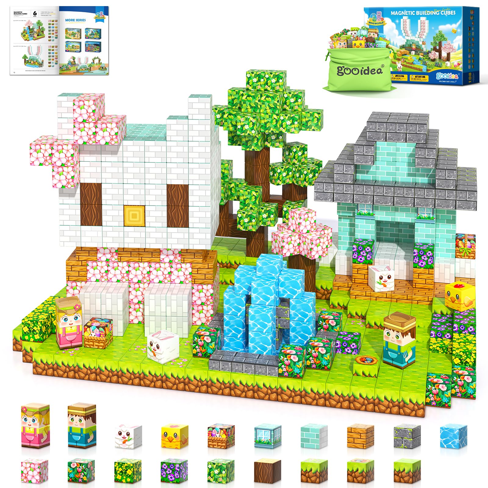 Gooidea bunny garden blocks with puzzle panel spark creative play.